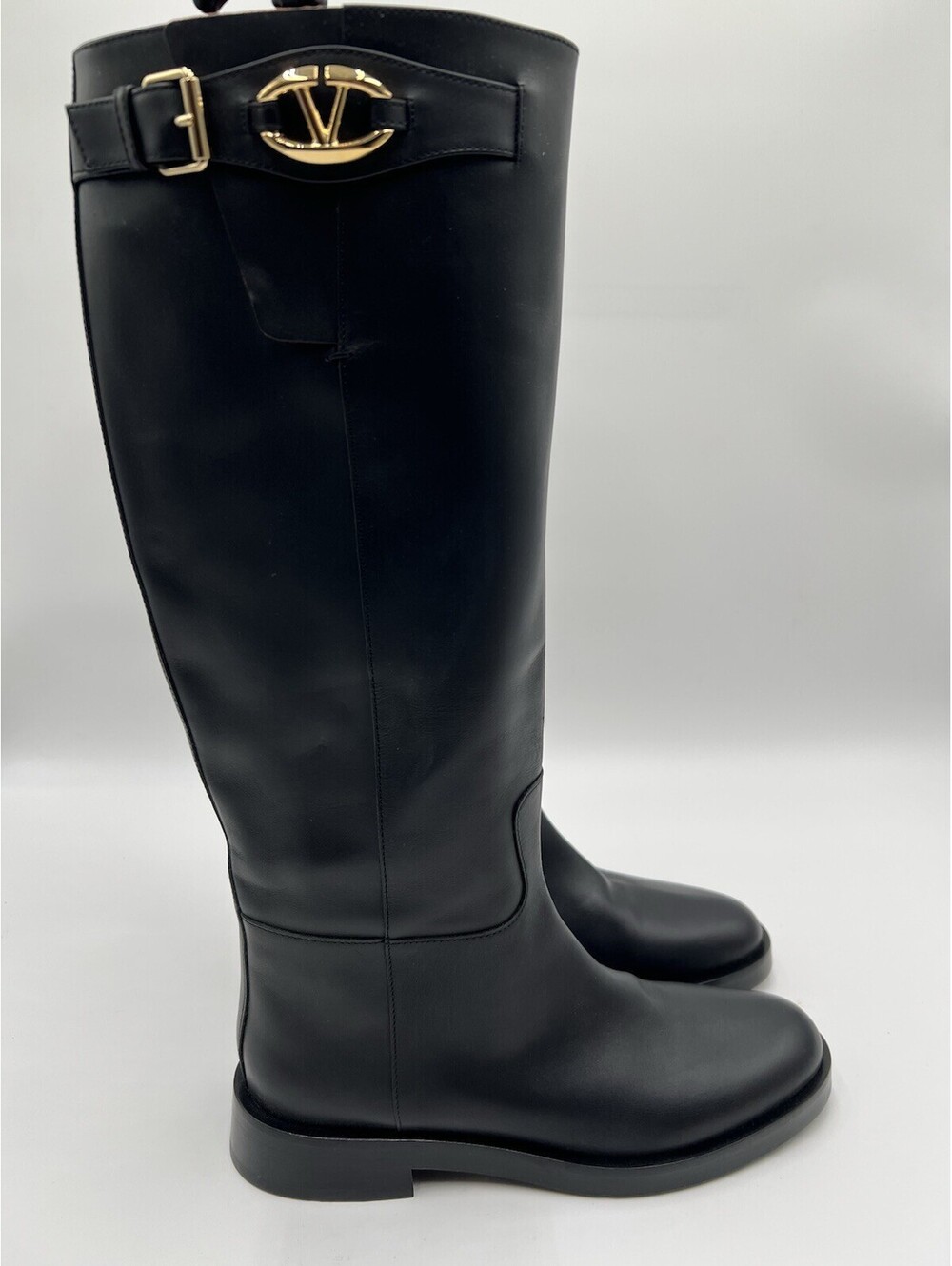Valentino Garavani 30mm VLogo The Bold Edition Black Leather boots Size 39